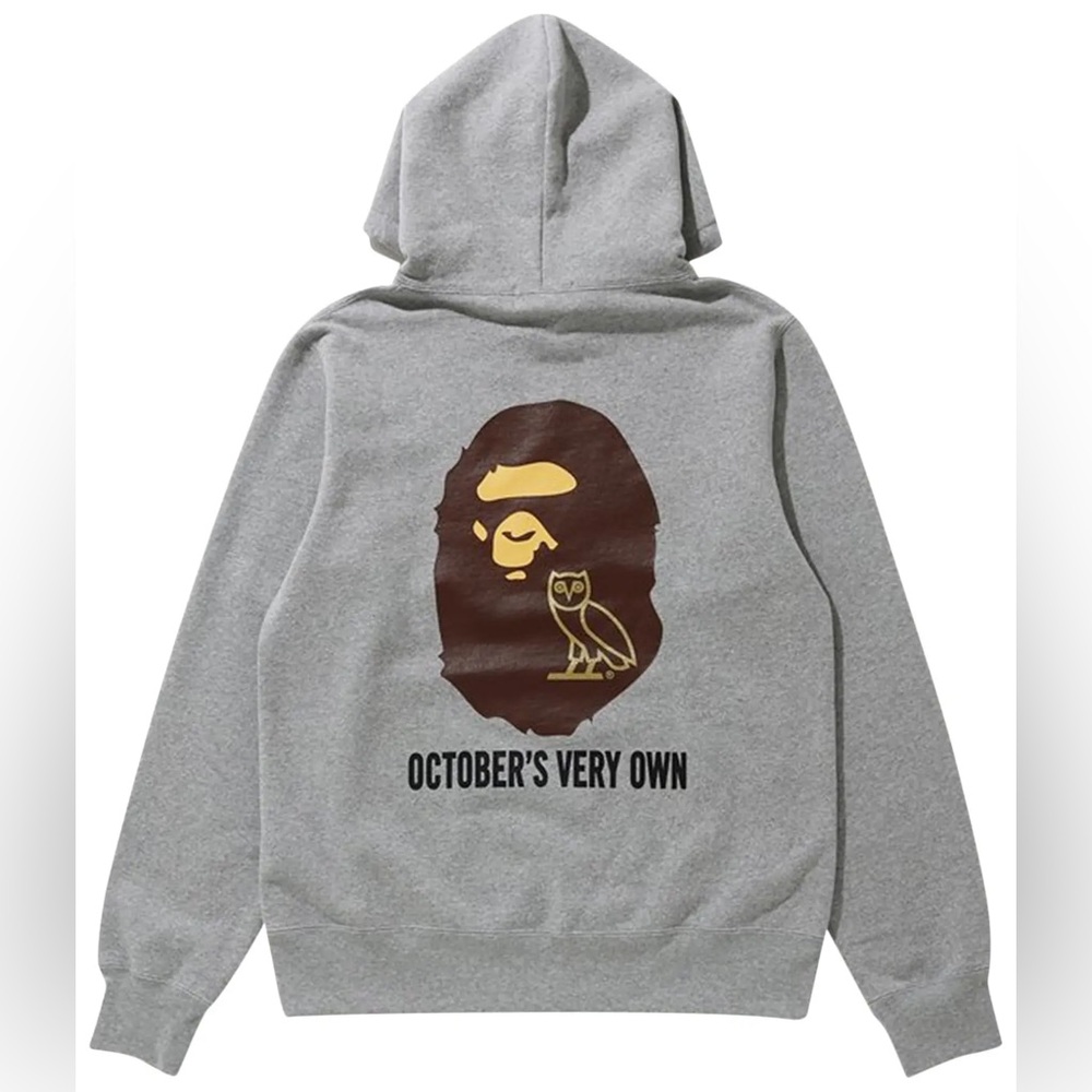 BAPE x OVO Pullover Hoodie 'Gray' - Picture 2 of 4